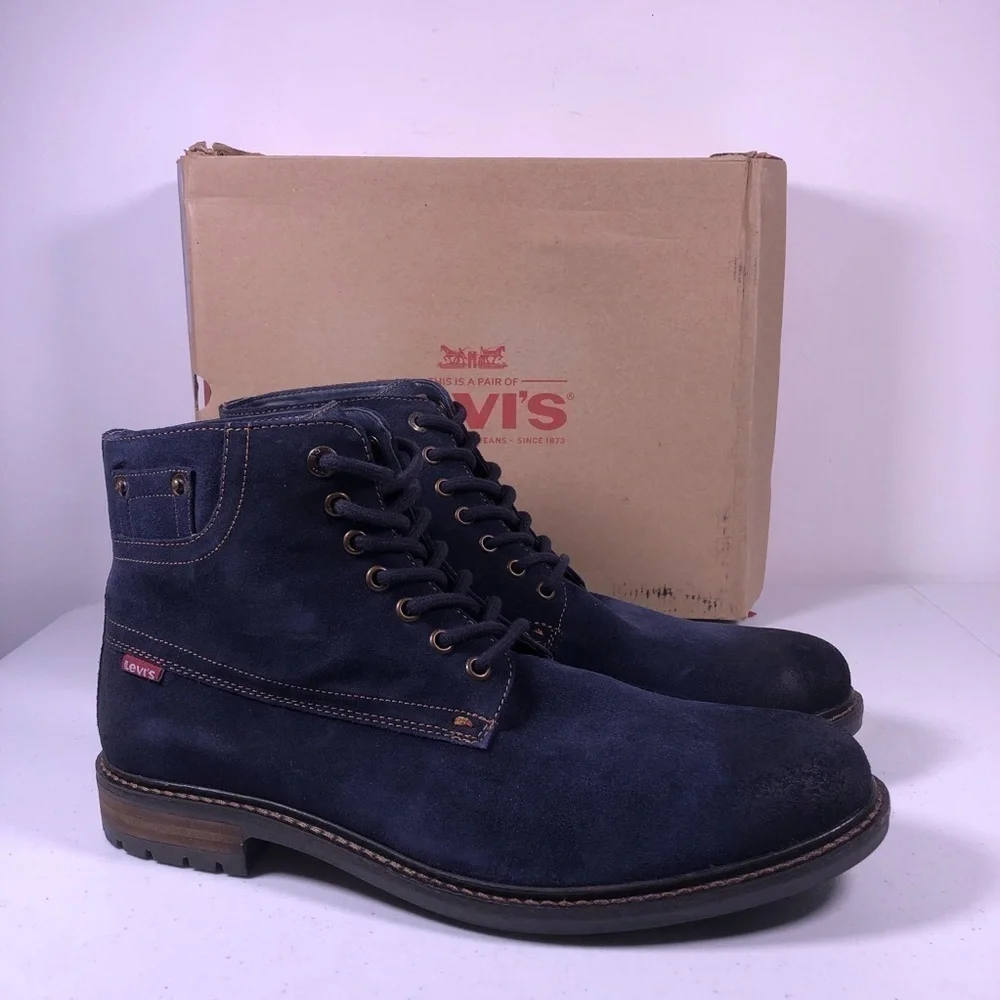 LEVI’S Sheffield Suede Navy Leather Work Boots - Picture 8 of 10